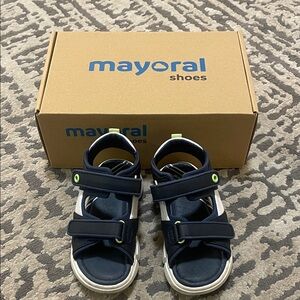 Mayoral Kids Dark Blue Sandals with Neon Accents